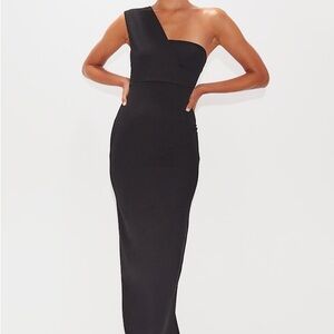 Black one shoulder fitted maxi dress NWOT